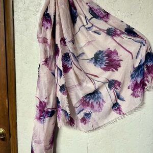 Floral Print Scarf in Pink and Purple